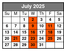Time Warp Value Seating July Schedule