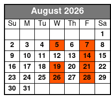Time Warp Value Seating August Schedule