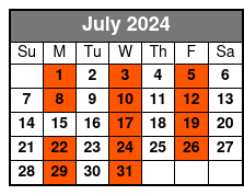 Time Warp Regular Seating July Schedule