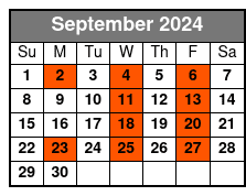 Time Warp Regular Seating September Schedule