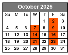 Time Warp Regular Seating October Schedule