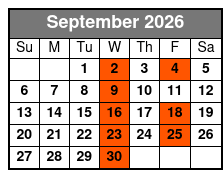 Time Warp Premium Seating September Schedule
