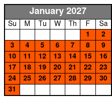 Jack's 2 Hour Surf Lessons January Schedule