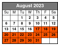 Surf Lessons in Myrtle Beach August Schedule