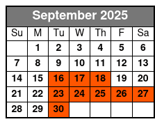 Comedy Cabana Show September Schedule