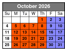 Comedy Cabana Show October Schedule