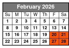 Michael Bairefoot Magic & Comedy Show February Schedule