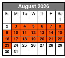 Children's Pirate Sunset Adventure August Schedule