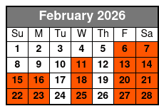 Pirates Voyage Dinner & Show February Schedule