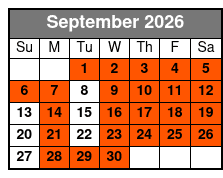 Pirates Voyage Dinner & Show September Schedule