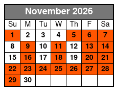 Pirates Voyage Dinner & Show November Schedule