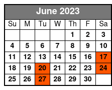 Barefoot Queen Scenic Day Cruise(Sightseeing Cruise Only) June Schedule