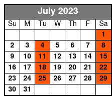 Barefoot Queen Scenic Day Cruise(Sightseeing Cruise Only) July Schedule
