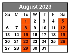 Barefoot Queen Scenic Day Cruise(Sightseeing Cruise Only) August Schedule