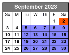 Barefoot Queen Scenic Day Cruise(Sightseeing Cruise Only) September Schedule