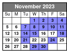 Barefoot Queen Scenic Day Cruise(Sightseeing Cruise Only) November Schedule