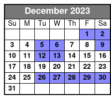 Barefoot Queen Scenic Day Cruise(Sightseeing Cruise Only) December Schedule