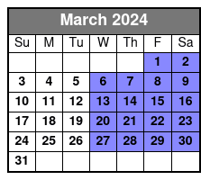 Barefoot Queen Scenic Day Cruise(Sightseeing Cruise Only) March Schedule