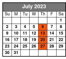 Music Bingo Day/Lunch Cruise July Schedule
