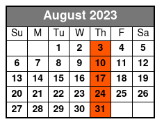 Music Bingo Day/Lunch Cruise August Schedule