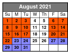 Adult Happy Hour Cruise August Schedule