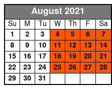 Boomerang Yacht Sunset Cruise August Schedule