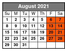 Boomerang Yacht Nighttime Party Cruise August Schedule