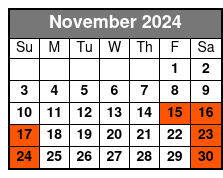 The Wizard of Oz November Schedule