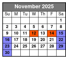 The Wizard of Oz November Schedule