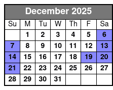 The Wizard of Oz December Schedule