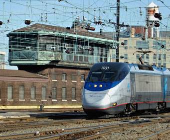 Train near outside of station