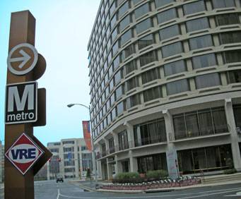 Building and Metro sign