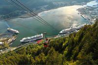 Ride the aerial tram up to Timberline Bar & Grill on Mt Roberts