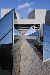 The view of the east building from the west gallery