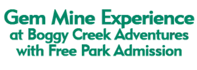 Gem Mine Experience at Boggy Creek Adventures with Free Park Admission. 2023 Schedule