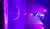 An aerial performer in a blue costume is elegantly contorted while suspended on a hoop, bathed in purple stage lighting.