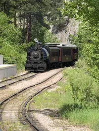 Train Comming into the Station with the 1880 Train: A 19th Centruy Train Ride Tour