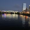 View of the water at night