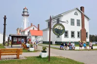 Outside of the Great Lakes Shipwreck Museum and Whitefish Point Light Station