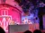 A performer is interacting with a parrot on stage at a place called
