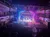 The image shows a vibrant performance on a theater stage with an audience watching and colorful stage lights enhancing the atmosphere.