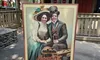 Two people are posing with their faces through a vintage Coca-Cola advertising cut-out board at Silver Dollar City, creating a whimsical old-timey photo opportunity.
