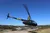 A helicopter bearing the word