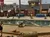 A lumberjack-themed outdoor show featuring axe-throwing and chainsaws, with performers entertaining an audience around a water pool.