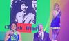 Two performers are singing on stage with a colorful backdrop featuring the text