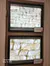 The image shows two framed close-up photographs of woven fabric, labeled as photomicrographs of the Shroud of Turin.