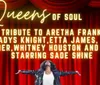 The image is a promotional poster for Queens of Soul a tribute show to famous soul musicians starring Sade Shine