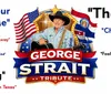 The image features a man in a cowboy hat playing guitar with American flags in the background and text reading George Strait Tribute