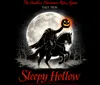 A Headless Horseman holding a glowing jack-o-lantern rides a horse in front of a full moon with The Headless Horseman Rides Again and Sleepy Hollow text indicating a Fall 2026 event