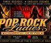 The image is a triptych poster celebrating music across the 60s 70s and 80s with the themes A Revolution in Sound The Music The Freedom and The Soundtrack of a Generation each featuring a silhouette of a performer holding a microphone
